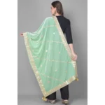 Women's Velvet Gotta Patti Dupatta (Sea Green, Length: 2.25 to 2.50 Mtr) - Image 4