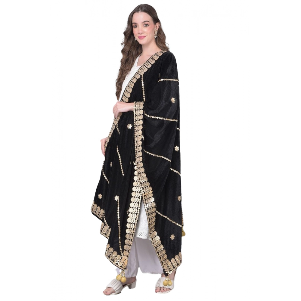 53512340594_2f2359b5bb_o_d-1000x1000-1.webp Women's Velvet Gotta Patti Dupatta (Black, Length: 2.25 to 2.50 Mtr) - Image 1