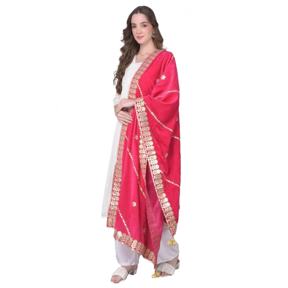 53513224372_0601fb82b5_o_d-1000x1000-1.webp Women's Velvet Gotta Patti Dupatta (Pink, Length: 2.25 to 2.50 Mtr) - Image 1