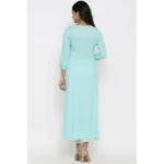 Women's Casual 3/4 th Sleeve Embroidery Rayon Kurti (Sky Blue) - Image 2