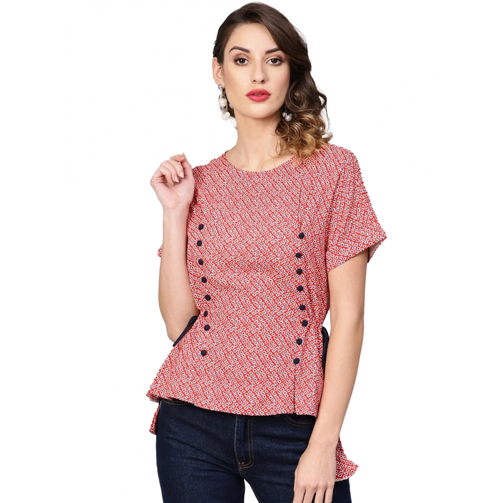 53590617816_e998db428d_o_d-1000x1000-1.webp Women's Casual Short Sleeve Geometric Rayon Top (Red) - Image 1