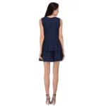 Women's Cotton Blend Solid Sleeveless Dress (Blue) - Image 2