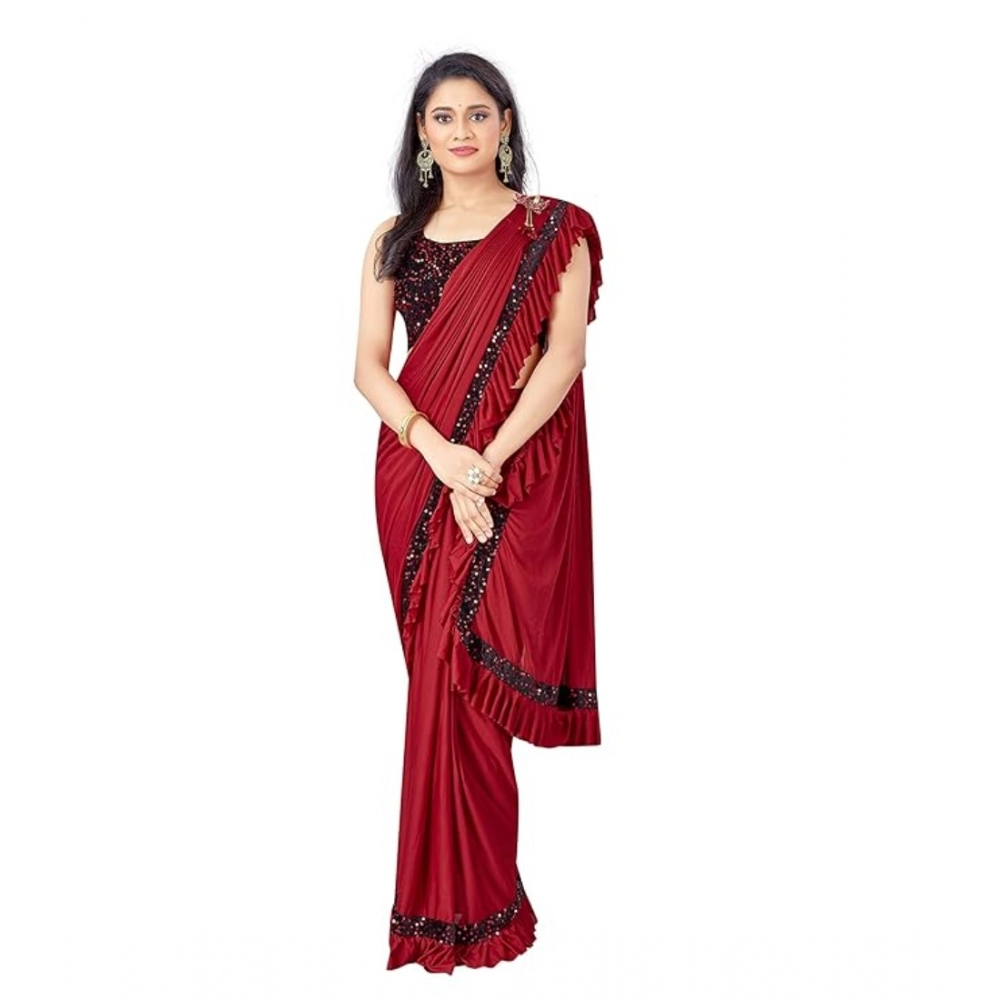 53817975717_ecd30d573c_o_d-1000x1000-1.webp Women's Lycra Solid Saree With Unstitched Blouse (Red, 5.5 Mtr) - Image 1