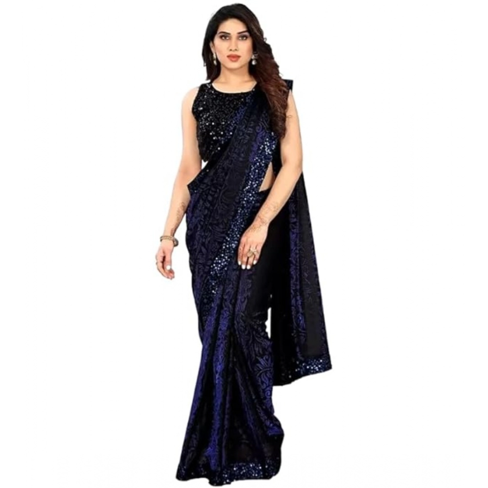 53817976012_5a34233cb9_o_d-1000x1000-1.webp Women's Lycra Floral Saree With Unstitched Blouse (Blue, 5.5 Mtr) - Image 1