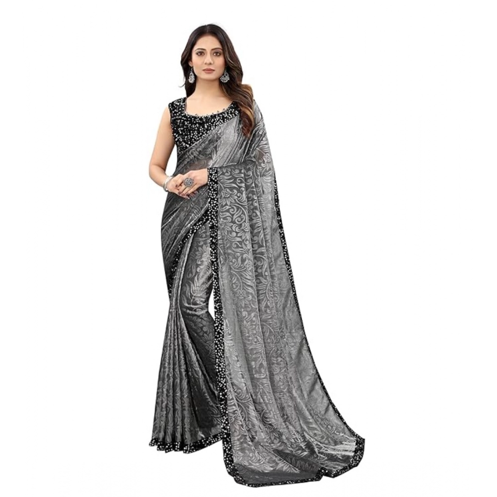 53819140548_718c5ebf1e_o_d-1000x1000-1.webp Women's Lycra Floral Saree With Unstitched Blouse (Grey, 5.5 Mtr) - Image 1