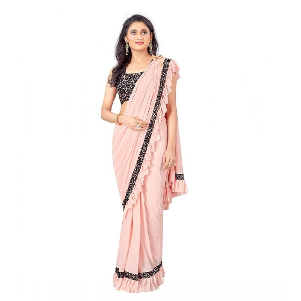 53819233549_9138655e53_o_d-1000x1000-1.webp Women's Lycra Solid Saree With Unstitched Blouse (Peach, 5.5 Mtr) - Image 1