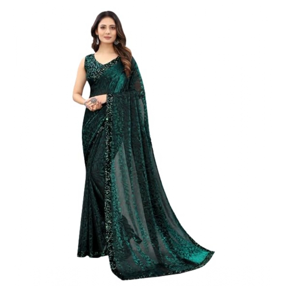 53819233799_f8ef2f1f16_o_d-1000x1000-1.webp Women's Lycra Floral Saree With Unstitched Blouse (Green, 5.5 Mtr) - Image 1