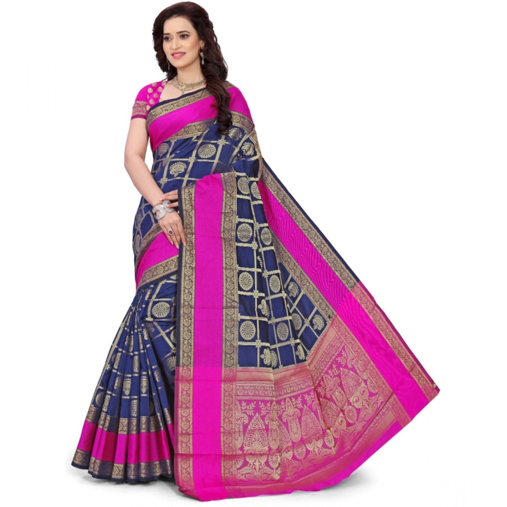 53925195147_c727bc7cb7_o_d-1000x1000-1.webp Women's Jacquard Woven Saree With Unstitched Blouse 5.5Mtr (Blue) - Image 1