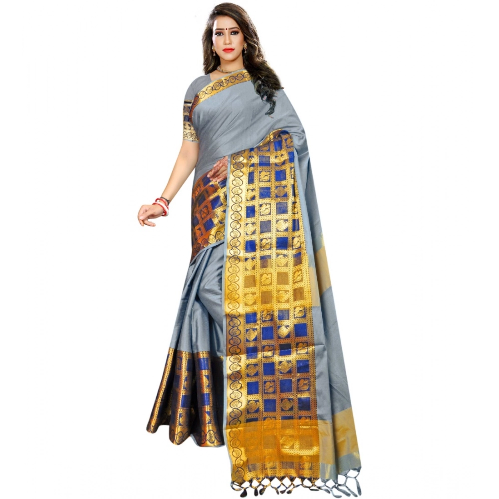 53925197357_3d76c3168c_o_d-1000x1000-1.webp Women's Jacquard Woven Saree With Unstitched Blouse 5.5Mtr (Light Blue) - Image 1
