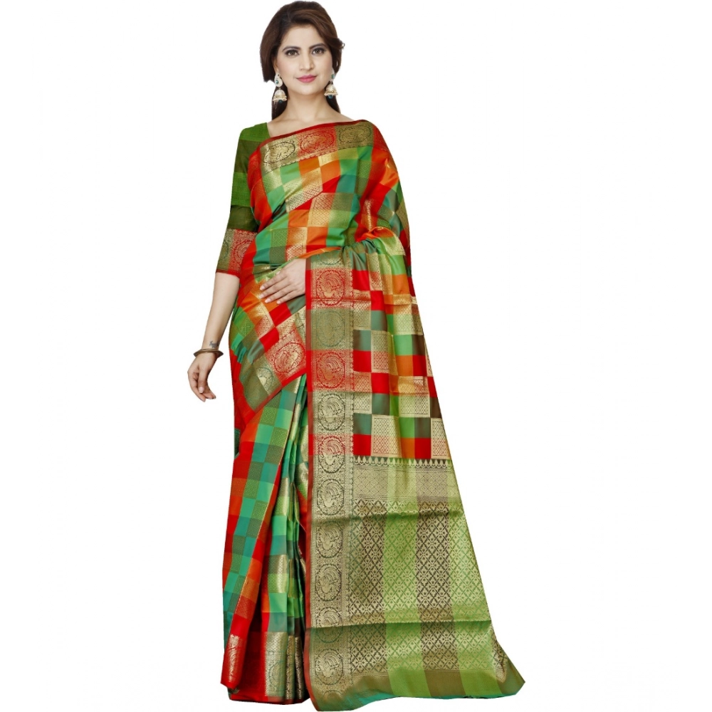 53925204437_f13482dc94_o_d-1000x1000-1.webp Women's Jacquard Woven Saree With Unstitched Blouse 5.5Mtr (Green) - Image 1