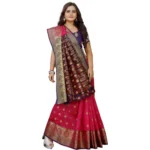 Women's Silk Blend Woven Saree With Unstitched Blouse 5.5Mtr (Multicolor) - Image 3