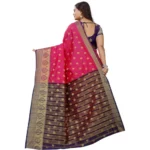 Women's Silk Blend Woven Saree With Unstitched Blouse 5.5Mtr (Multicolor) - Image 4