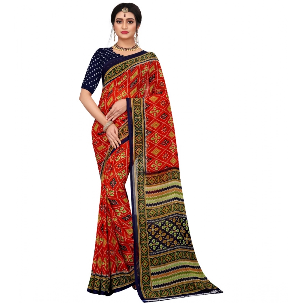 53925211757_1022b07a7d_o_d-1000x1000-1.webp Women's Georgette Floral Print Saree With Unstitched Blouse 5.5Mtr (Multicolor) - Image 1