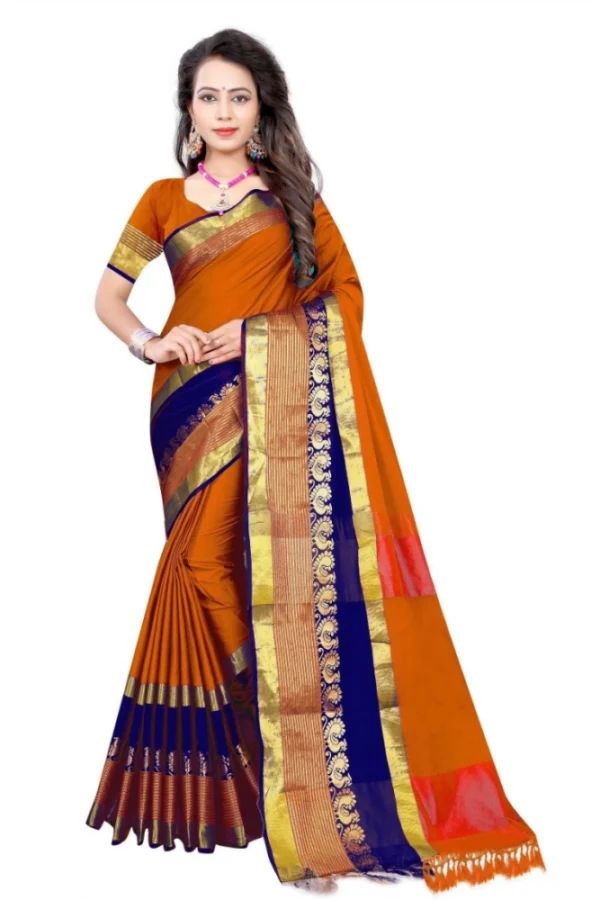 Women's Jacquard Woven Saree With Unstitched Blouse 5.5Mtr (Multicolor)