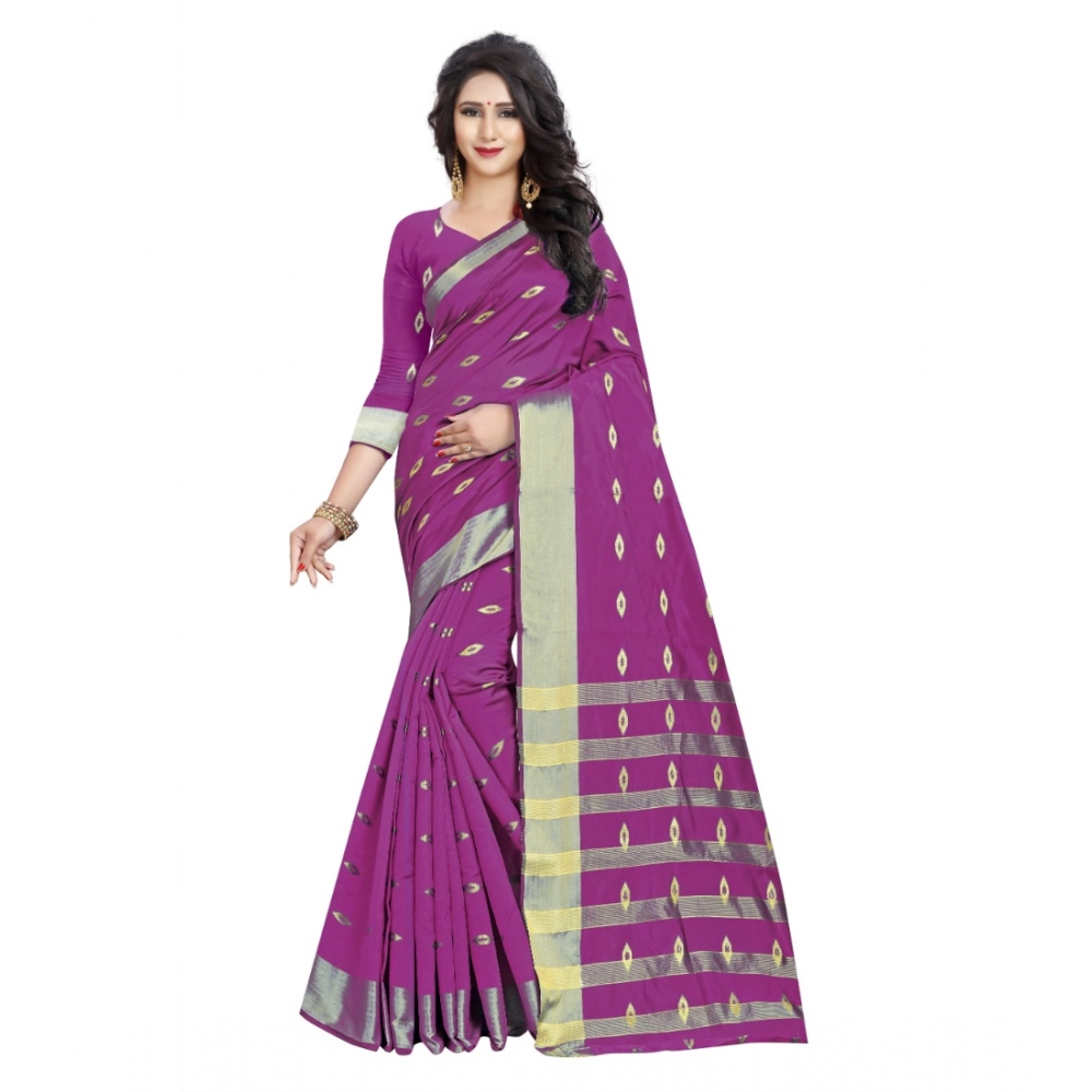 53926093136_f0f94b2712_o_d-1000x1000-1.webp Women's Silk Blend Woven Saree With Unstitched Blouse 5.5Mtr (Pink) - Image 1