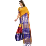 Women's Jacquard Woven Saree With Unstitched Blouse 5.5Mtr (Mustard) - Image 3