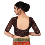 Women's Georgette Floral Print Saree With Unstitched Blouse 5.5Mtr (Orange) - Image 2