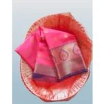 Women's Silk Blend Woven Saree With Unstitched Blouse 5.5Mtr (Pink) - Image 4
