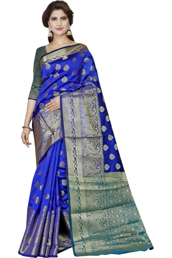 Women's Jacquard Woven Saree With Unstitched Blouse 5.5Mtr (Multicolor)