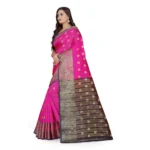 Women's Jacquard Woven Saree With Unstitched Blouse 5.5Mtr (Pink) - Image 2