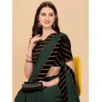 Women's Chiffon Self Design Saree With Unstitched Blouse 5.5Mtr (Grey) - Image 3