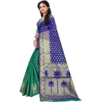 Women's Jacquard Woven Saree With Unstitched Blouse 5.5Mtr (Green) - Image 3