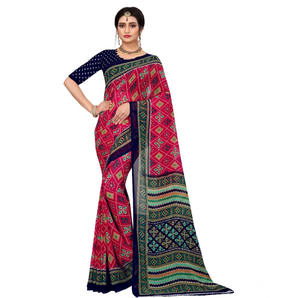 53926461879_33215a7e18_o_d-1000x1000-1.webp Women's Georgette Floral Print Saree With Unstitched Blouse 5.5Mtr (Pink) - Image 1