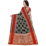 Women's Jacquard Woven Saree With Unstitched Blouse 5.5Mtr (Red-Black) - Image 4