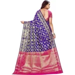 Women's Jacquard Woven Saree With Unstitched Blouse 5.5Mtr (Blue) - Image 2