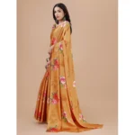 Women's Crepe Digital Print Saree With Unstitched Blouse 5.5Mtr (Mustard) - Image 2