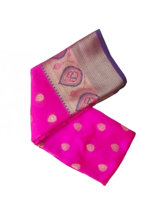 Women's Silk Blend Woven Saree With Unstitched Blouse 5.5Mtr (Pink)