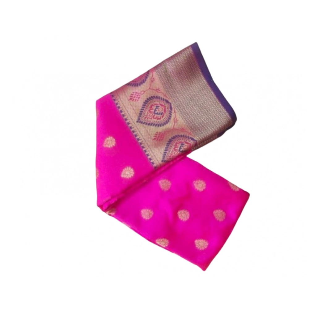 53937487781_6459851a1e_o_d-1000x1000-1.webp Women's Silk Blend Woven Saree With Unstitched Blouse 5.5Mtr (Pink) - Image 1