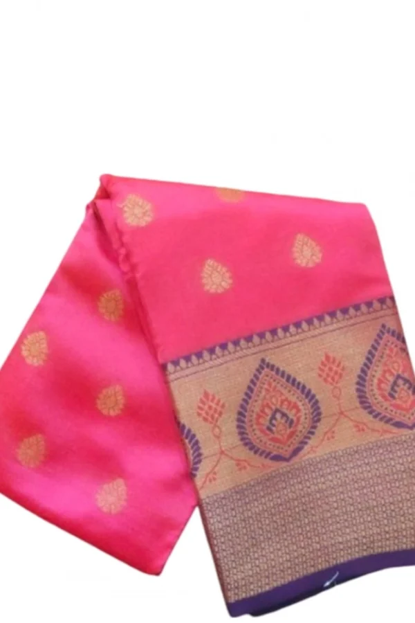 Women's Silk Blend Woven Saree With Unstitched Blouse 5.5Mtr (Pink)