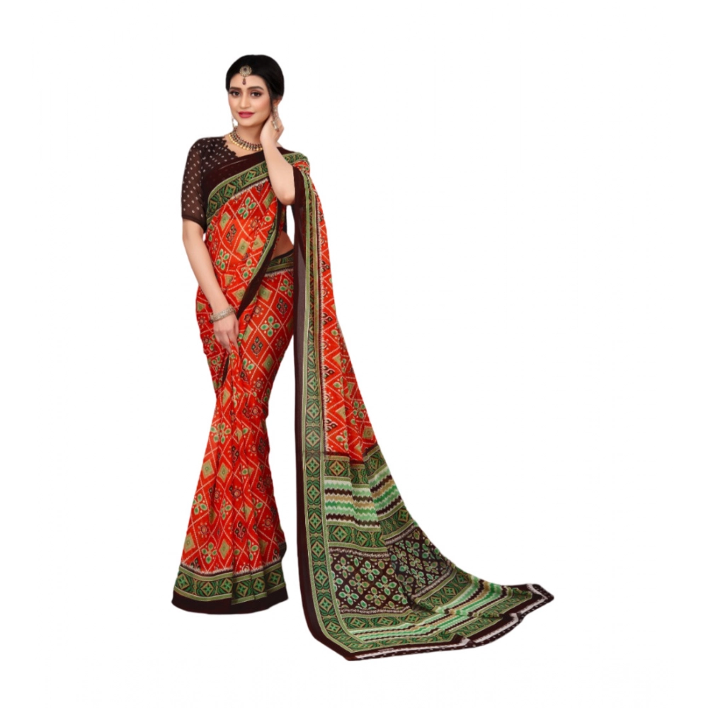 53937817864_4dd4305a80_o_d-1000x1000-1.webp Women's Georgette Floral Print Saree With Unstitched Blouse 5.5Mtr (Red) - Image 1