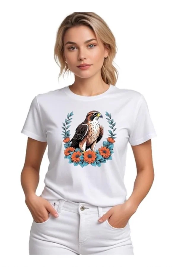 Women's Polyester Solid Printed Round Neck Half Sleeve T-shirt (White)