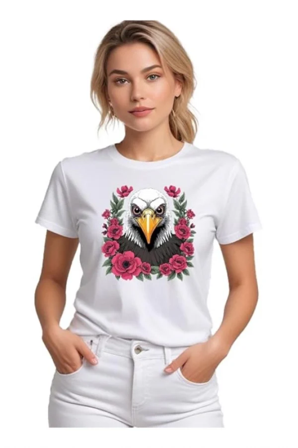 Women's Polyester Solid Printed Round Neck Half Sleeve T-shirt (White)