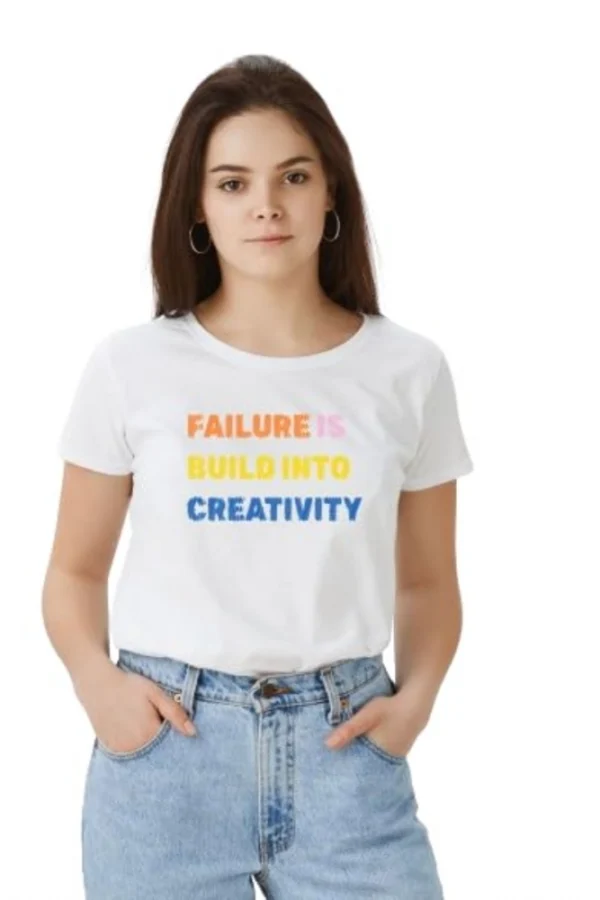 Women's Polyester Solid Printed Round Neck Half Sleeve T-shirt (White)
