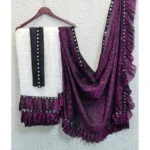 Women's Silk With Mirror Lace Solid Saree With Unstitched Blouse (Pink, 5-5 Mtrs) - Image 2