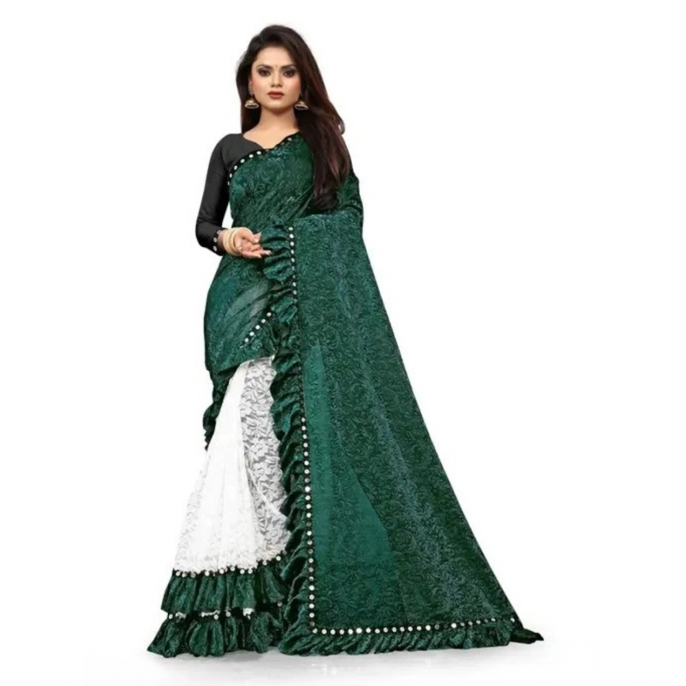 54020287123_b25deb35e7_o_d-1000x1000-1.webp Women's Silk With Mirror Lace Solid Saree With Unstitched Blouse (Green, 5-5 Mtrs) - Image 1