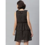 Women's Polyester Peplum Sleeveless Above Knee Dress (Black) - Image 6