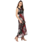 Women's Polyester Printed Sleeveless Dress (Red - Black) - Image 4