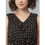 Women's Polyester Peplum Sleeveless Above Knee Dress (Black) - Image 2