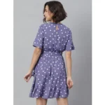 Women's Polyester Polka Bell Sleeve Above Knee Dress (Lavender) - Image 6