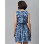 Women's Rayon Tie & Dye Sleeveless Above Knee Dress (Blue) - Image 6