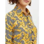 Women's Polyester Printed Roll Up Sleeve Standard Length Shirt (Mustared) - Image 2