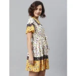 Women's Polyester Floral Flutter Above Knee Dress (Multicolor) - Image 3