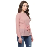 Women's Polyester Solid Long Sleeves Regular Top (Pink) - Image 4