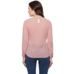 Women's Polyester Solid Long Sleeves Regular Top (Pink) - Image 7