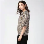 Women's Polyester Animal Print Bell Sleeve Top (Orange - Black) - Image 3