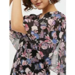Women's Polyester Chain Print Cap Sleeve Calf-length Dress (Multicolor) - Image 2